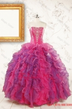 2015 Beautifull Multi Color Quinceanera Dresses with Appliques and RufflesFNAO060FOR