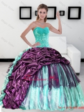 2015 Colorful Sweetheart Quinceanera Dress with Pick up and RufflesQDDTB1002FOR