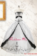 2015 Customize Embroidery White and Black Quinceanera DressesFNAO102FOR