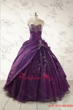 2015 Modern Purple Sweetheart Appliques Quinceanera DressesFNAO183FOR