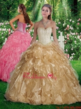 2016 Best A Line Sweetheart Beading and Ruffles Champange Quinceanera Gowns SJQDDT292002FOR