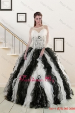 2016 Exclusive Black and White Quinceanera Dresses with Zebra and RufflesXFNAO776AFOR