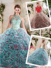 2016 Hot Sale Appliques and Ruffles Sweet 16 Dresses with Halter Top SJQDDT214002-1FOR