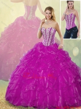 2016 Latest Ball Gown Fuchsia Quinceanera Dresses with Beading SJQDDT186002-6FOR