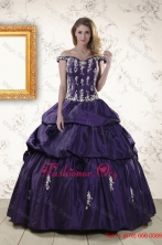 2016 Latest Off The Shoulder Appliques Quinceanera Dresses in PurpleXFNAO135FOR