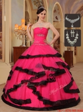 2016 Romantic Appliques Quinceanera Dresses in Red and Black QDZY391BFOR
