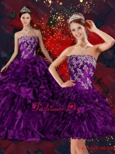 2016 Strapless Quinceanera Dress with Embroidery and RufflesQDZY244TZFOR