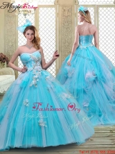 2016 Summer Sweetheart Brush Train Quinceanera Dresses in Baby Blue YCQD066FOR