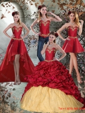 2016 Wine Red Sweetheart Quinceanera Dresses with Embroidery and Pick UpsZY775TZA2FOR
