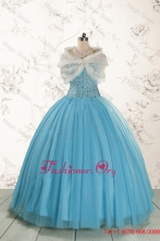 Ball Gown 2015 Baby Blue Quinceanera Dresses with SweetheartFNAO5899BFOR