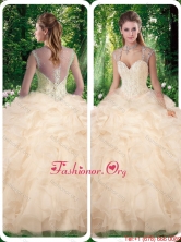 Beautiful Champange Quinceanera Dresses with Beading and Appliques SJQDDT261002FOR