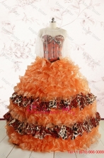 Beautiful Orange Quinceanera Dresses with Ruffles FNAO708AFOR