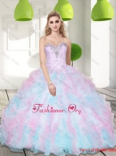 Beautiful Sweetheart Beading and Ruffles 2016 Quinceanera Dresses in Multi Color SJQDDT10002FOR
