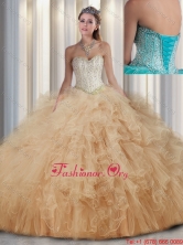 Beautiful Sweetheart Champagne Quinceanera Dresses with Beading and Ruffles for Fall SJQDDT300002FOR