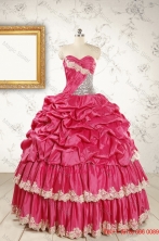 Cheap Appliques Sweet 15 Dresses in Coral RedFNAO788FOR