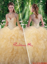 Classical Ball Gown Beading Sweet 16 Gowns in Champange SJQDDT273002FOR
