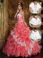 Exquisite Appliques and Ruffles Quinceanera Gowns in Waltermelon QDZY018DFOR 