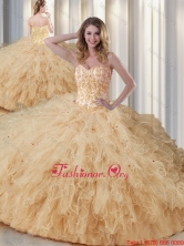Exquisite Sweetheart Champagne Quinceanera Dresses with Appliques and Ruffles SJQDDT340002FOR