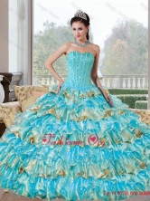 Fashionable Beading and Ruffled Layers Sweetheart Quinceanera Dresses for 2016