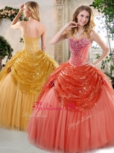 Hot Sale Floor Length Beading and Paillette Quinceanera Gowns for Winter QDDTH002A-2FOR