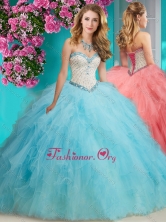 Lovely Beaded and Ruffled Organza Quinceanera Gown with Big Puffy SJQDDT652002FOR