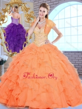 Lovely Sweetheart Beading and Ruffles Sweet 16 Dresses in Orange SJQDDT379002FOR