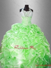 Luxurious Halter Top Pick Ups Quinceanera Gowns in Spring GreenSWQD037-3FOR
