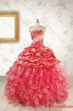 Luxurious Sweetheart Beading Quinceanera Dresses in WatermelonFNAOA43FOR