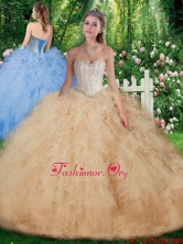 Most Popular Ball Gown Champange Quinceanera Dresses with Beading for 2016 SJQDDT298002FOR
