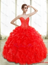 New Arrival Beading and Ruffles Red Quince DressesSJQDDT28002FOR