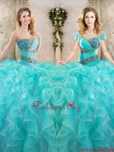 New Arrivals Beading Aqua Blue Quinceanera Gowns with Sweetheart SJQDDT184002FOR