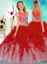 New Style Two Piece Scoop Quinceanera Dress with Beading and Ruffles