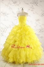 New Style Yellow Quinceanera Dresses with Beading and RufflesFNAO730FOR