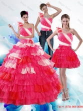 One Shoulder Ruffled Layers and Beading Multi Color Quinceanera Dresses for 2016  XFNAO239TZA1FOR
