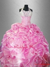 Perfect Halter Top Quinceanera Dresses with Pick Ups and Hand Made Flowers SWQD037FOR