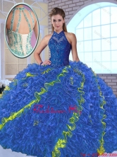 Perfect High Neck Appliques Sweet 16 Dresses in Multi Color SJQDDT146002-2FOR