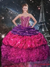 Popular Beaded Multi Color Quinceanera Dresses with Pick Ups and RufflesQDDTA97002FOR
