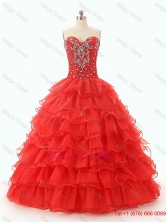 Popular Beaded and Ruffled Layers Quinceanera Dresses in RedSWQD049FOR