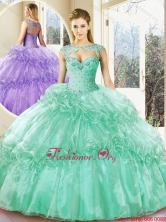 Popular Turquoise Sweetheart Quinceanera Dresses with Beading SJQDDT208002FOR