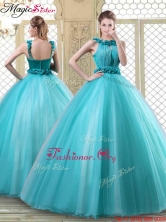 Pretty Bateau Quinceanera Dresses with Ruffles in Teal YCQD064FOR
