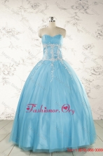 Pretty Beading and Appliques Quinceanera Dresses in Aqua Blue for 2015 FNAO5977-3FOR