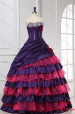 Red and Purple Sweetheart Beading and Ruffles Layered Quinceanera Dress for springFFQD0110FOR