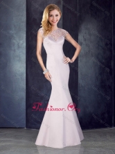 See Through Back Beaded Mermaid Champagne Dama Dress in Satin PME1924-1FOR