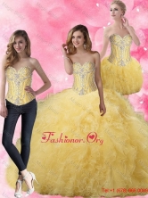 Sophisticated Ball Gown Yellow Quinceanera Dresses with BeadingSJQDDT65001FOR