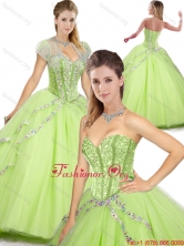 Spring Beautiful Sweetheart Beading Quinceanera Dresses in Yellow Green SJQDDT255002-1FOR