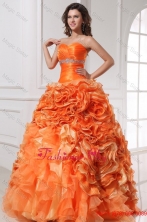 Sweetheart Beading and Rolling Flowers A-line Orange Quinceanera DressFFQD01FOR