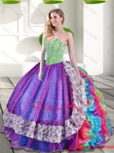 Sweetheart Beading and Ruffles 2015 New Style Quinceanera Dresses in Multi ColorQDDTA63002-2FOR