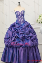 Sweetheart Taffeta Appliques and Pick-ups Quinceanera Dress in Purple FFQD089FOR
