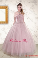 2015 Light Pink Strapless Elegant Sweet 16 Dresses with Appliques XFNAO896AFOR