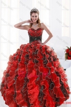 2015 Modern Multi Color Beading and Ruffles Dresses for Quince XFNAOA32TZFXFOR